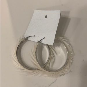 Free People silver feather hoops